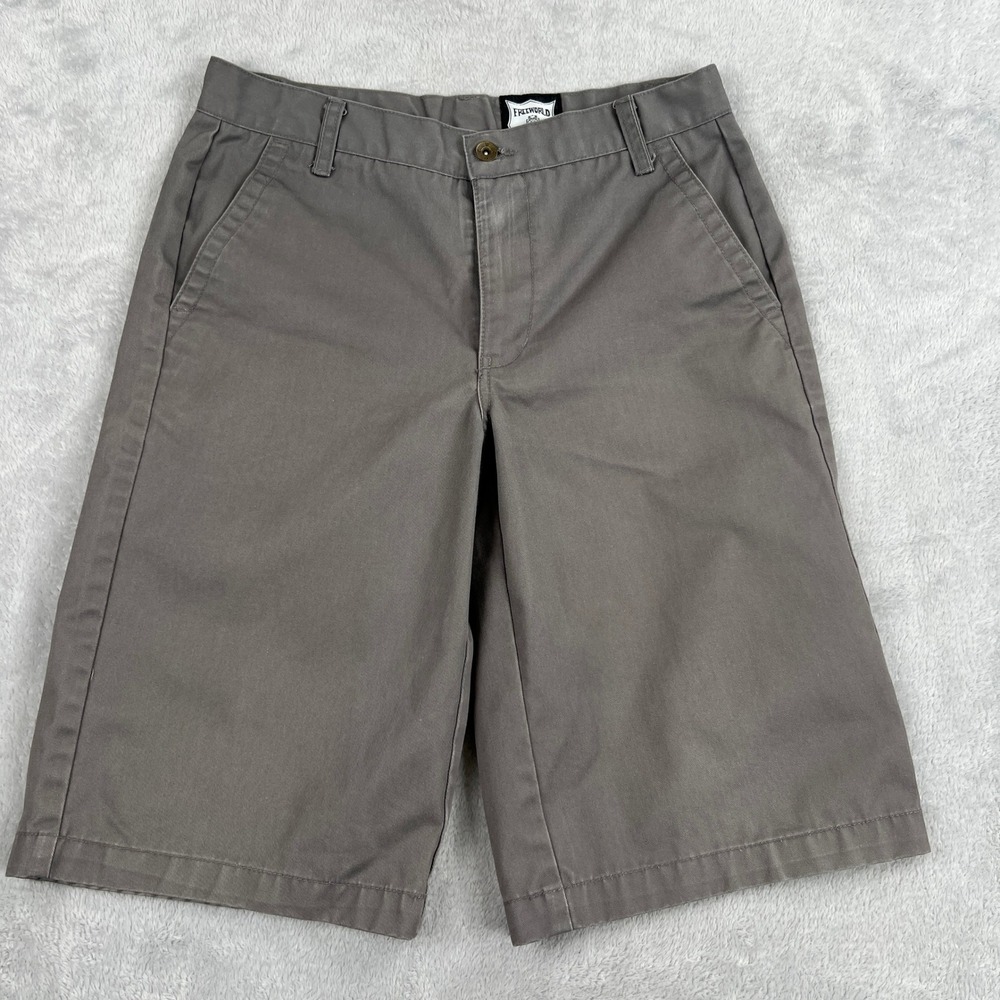 Free World Flat Front Chino Shorts 30 Grey Men Skate Streetwear Casual